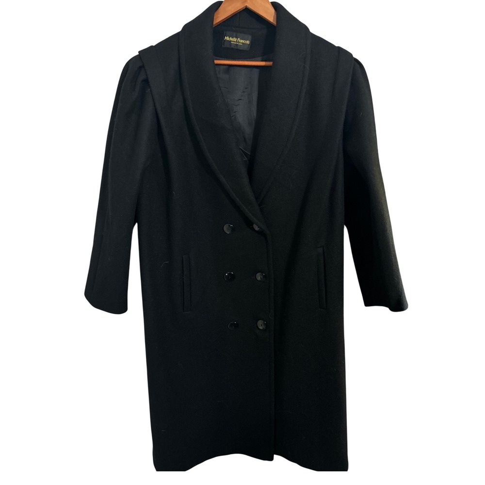 Michelle Francois Black Full Double Breasted Wool Coat Unsized Read Measurements